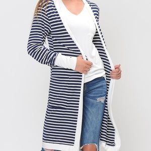 Stripe Midi Open Cardigan